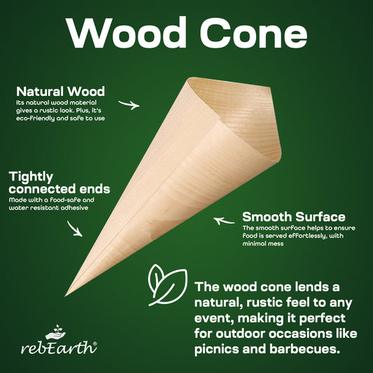 100 Pack Disposable Wood Cones