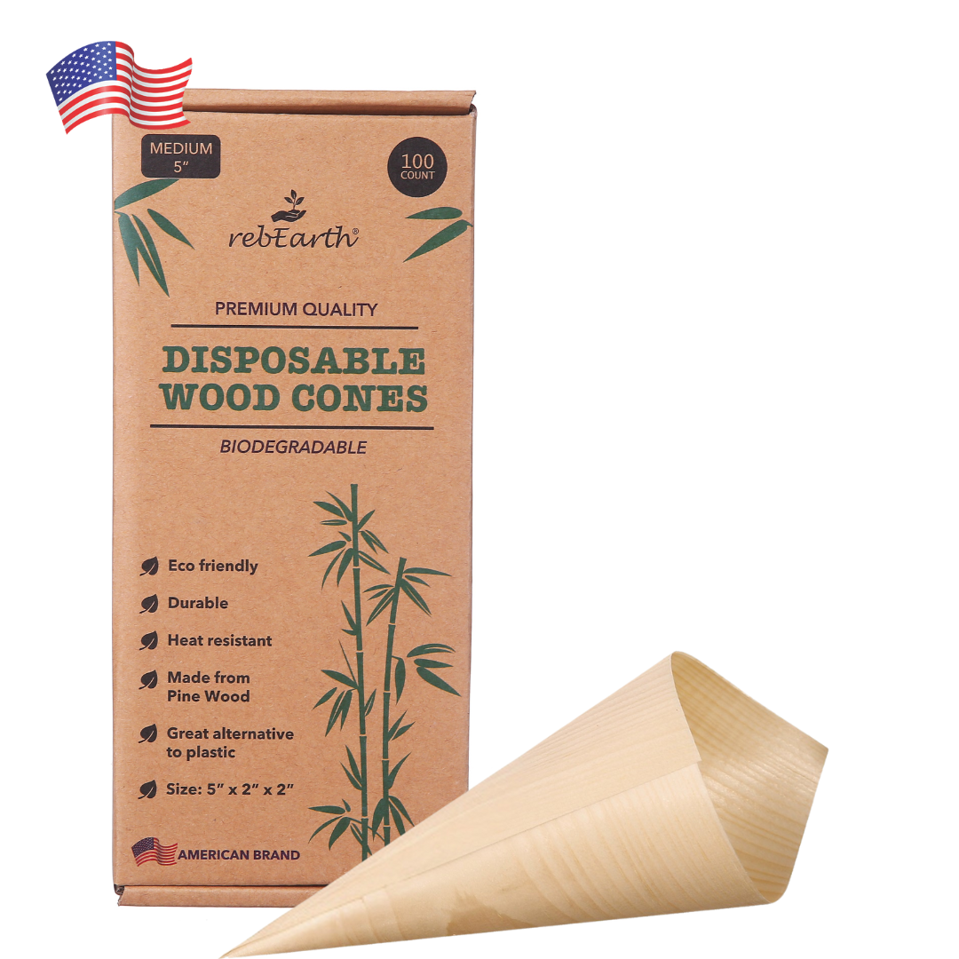 100 Pack Disposable Wood Cones
