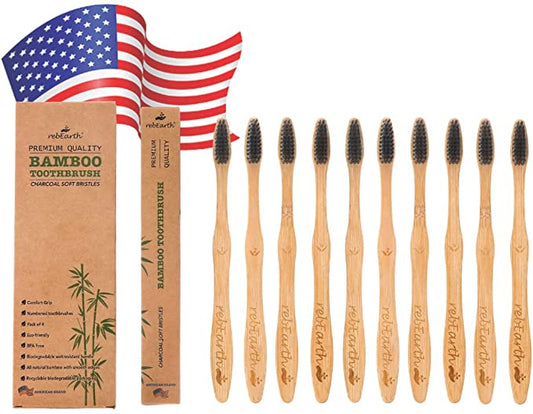 10 Pack Bamboo Toothbrushes