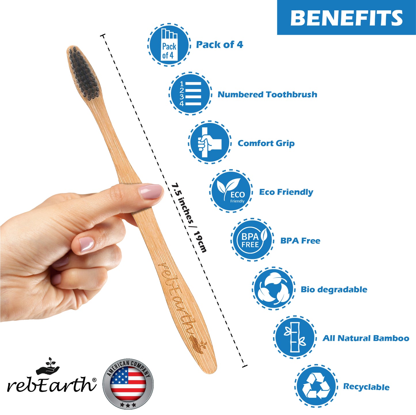 10 Pack Bamboo Toothbrushes
