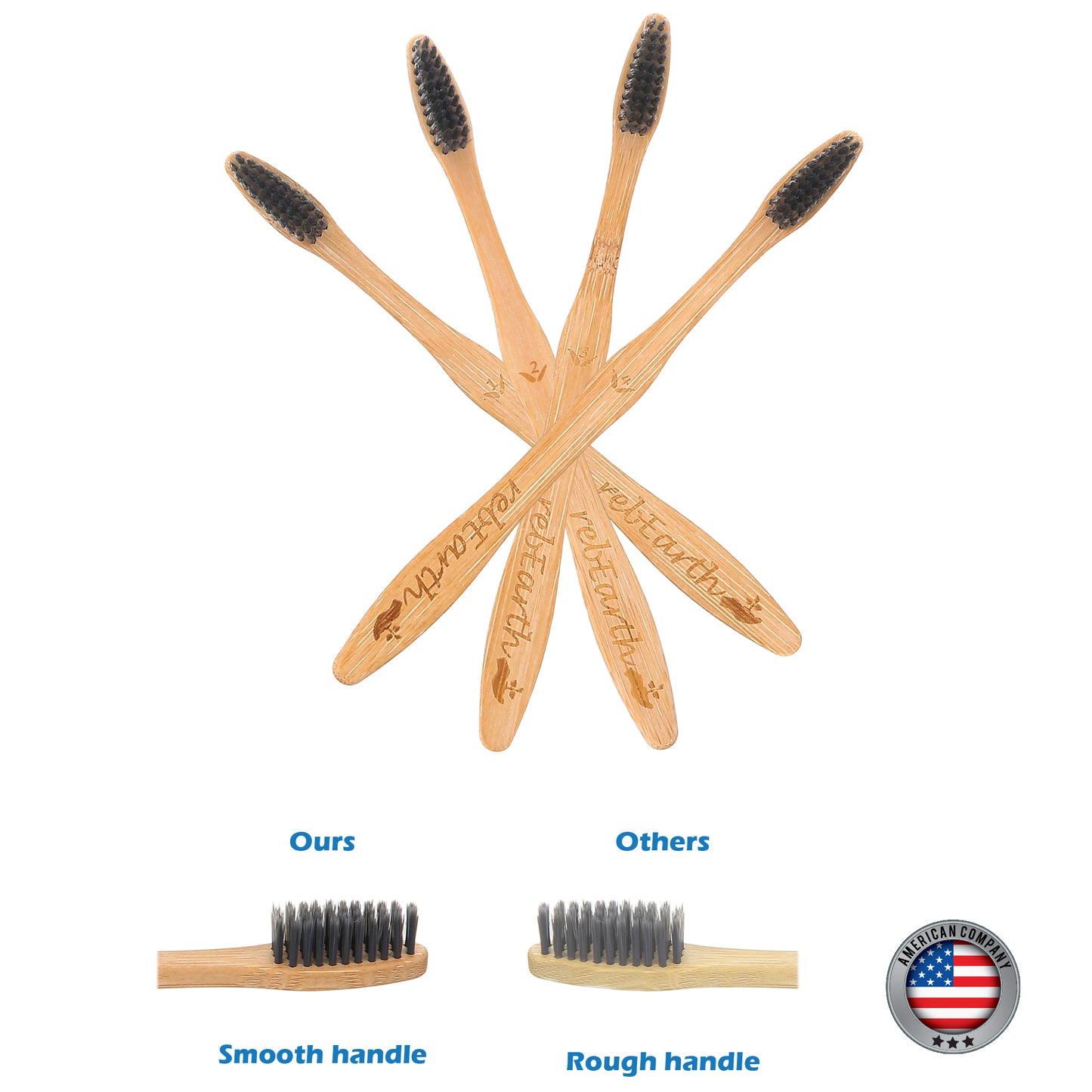 4 Pack Bamboo Toothbrushes